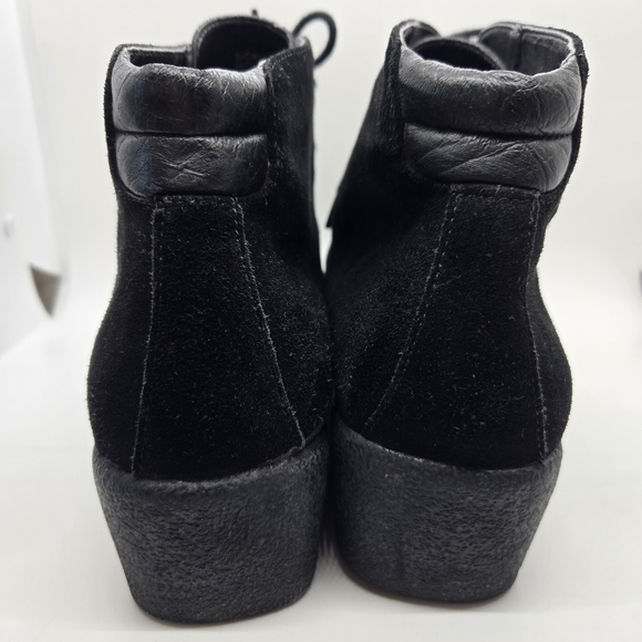 Etienne Aigner Black Leather Suede Lace Up Ankle Boot 9.5 - Picture 7 of 12